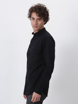 Black Solid Long Sleeve Casual Shirt