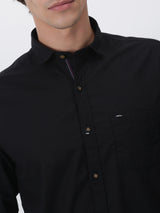 Black Solid Long Sleeve Casual Shirt