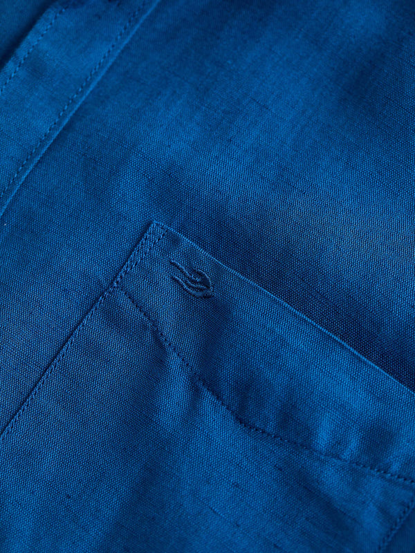 Dark Blue Solid Linen Shirt