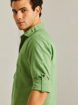 Green Solid Dobby Shirt