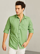 Green Solid Dobby Shirt