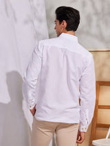 White Linen Cargo Shirt