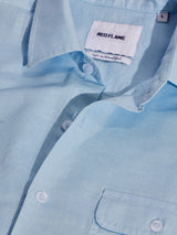 Blue Linen Cargo Shirt