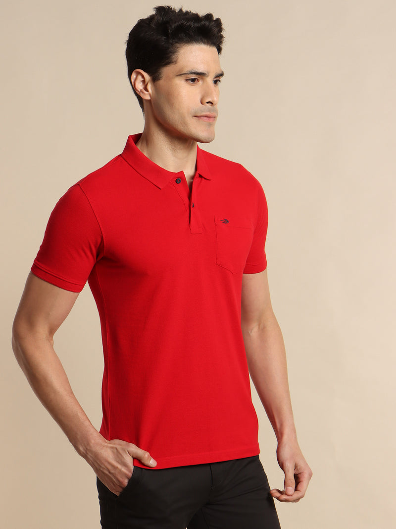 Red Solid Polo T-Shirt