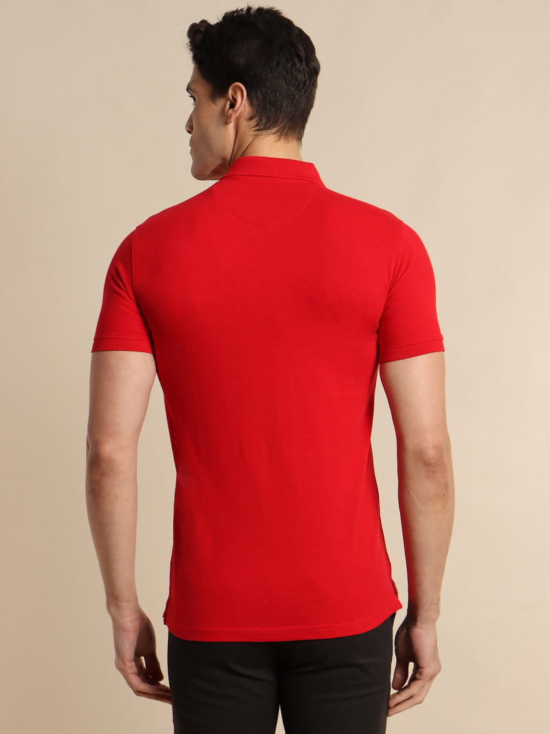Red Solid Polo T-Shirt