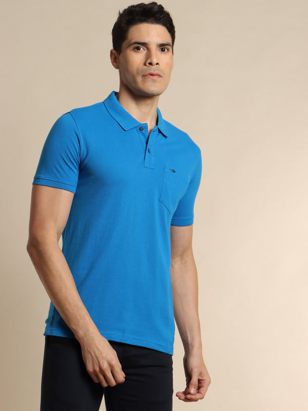 Royal Blue Solid Polo T-Shirt