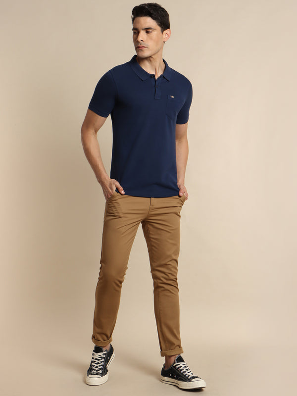 Navy Solid Polo T-Shirt