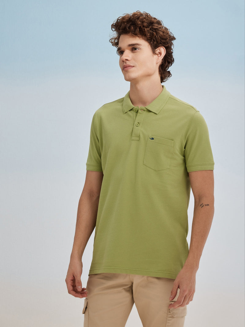 Green Solid Polo T-Shirt
