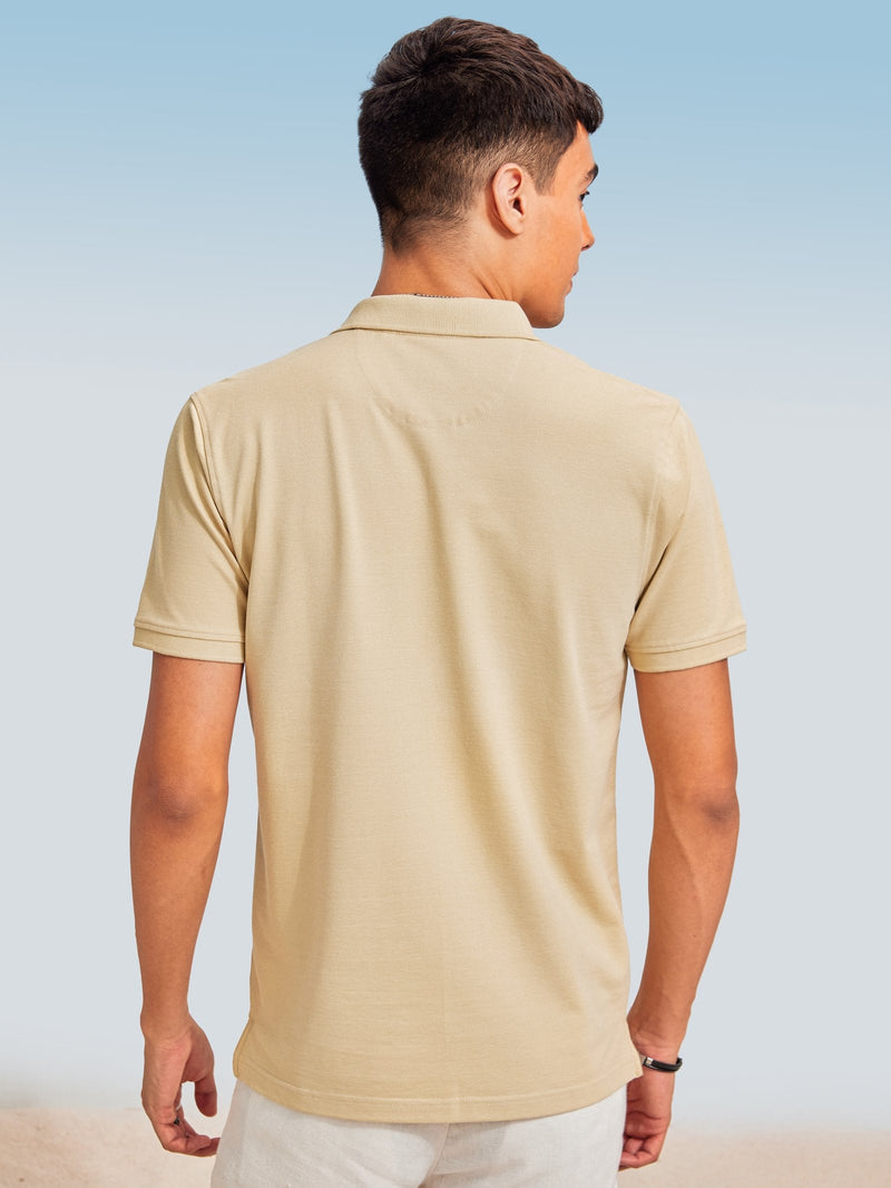 Khakhi Solid Stretch Polo T-Shirt