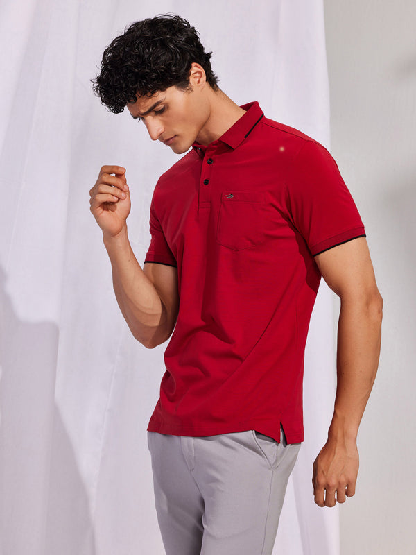 Maroon Solid Polo T-Shirt