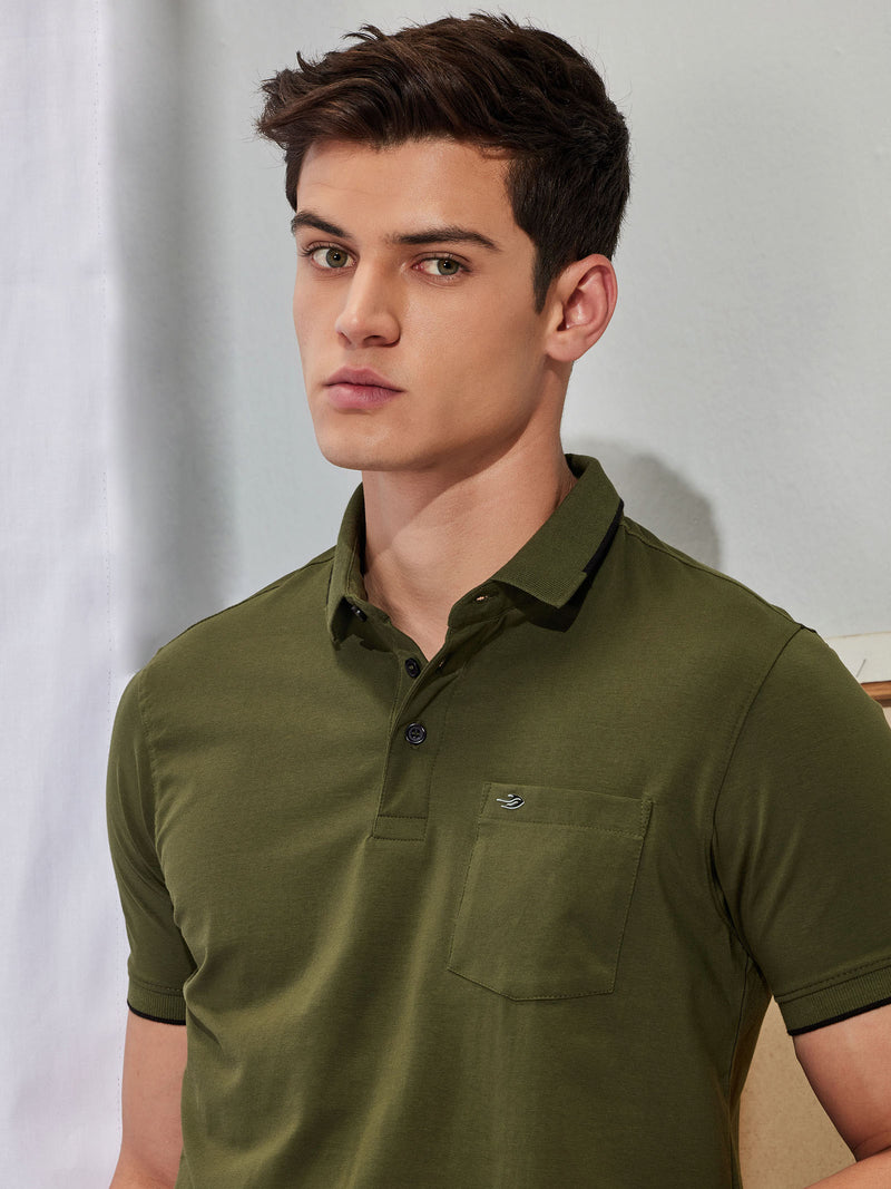 Olive Solid Polo T-Shirt