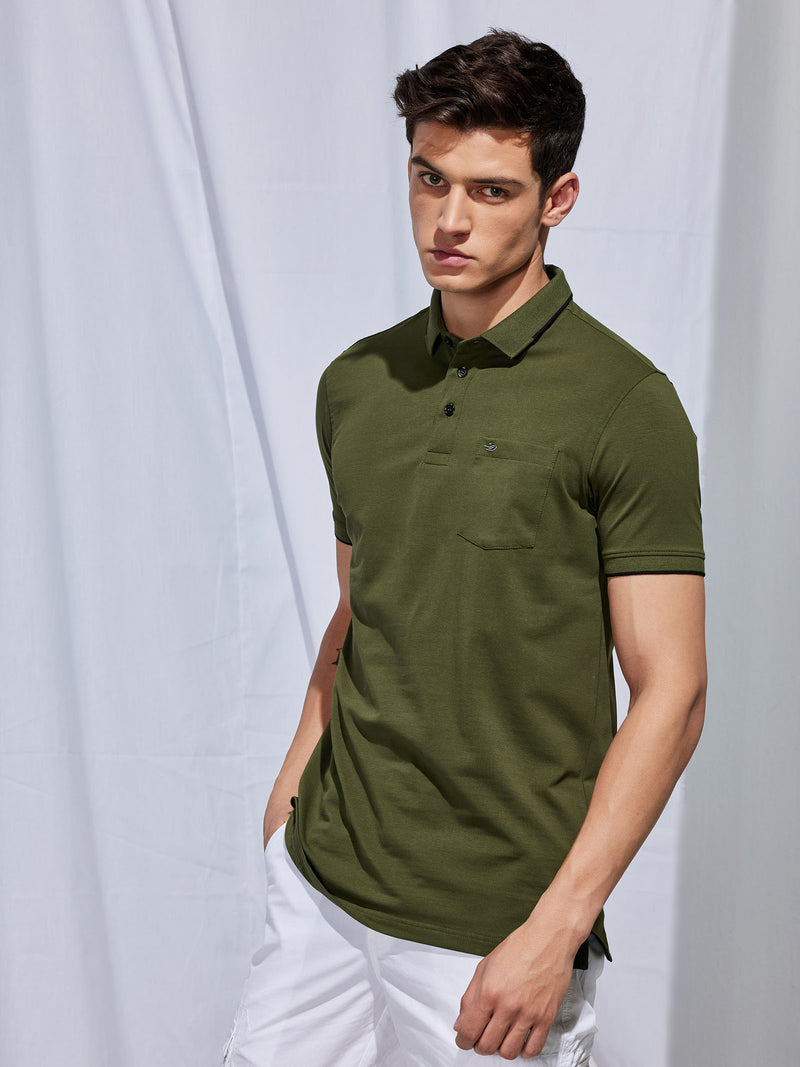 Olive Solid Polo T-Shirt