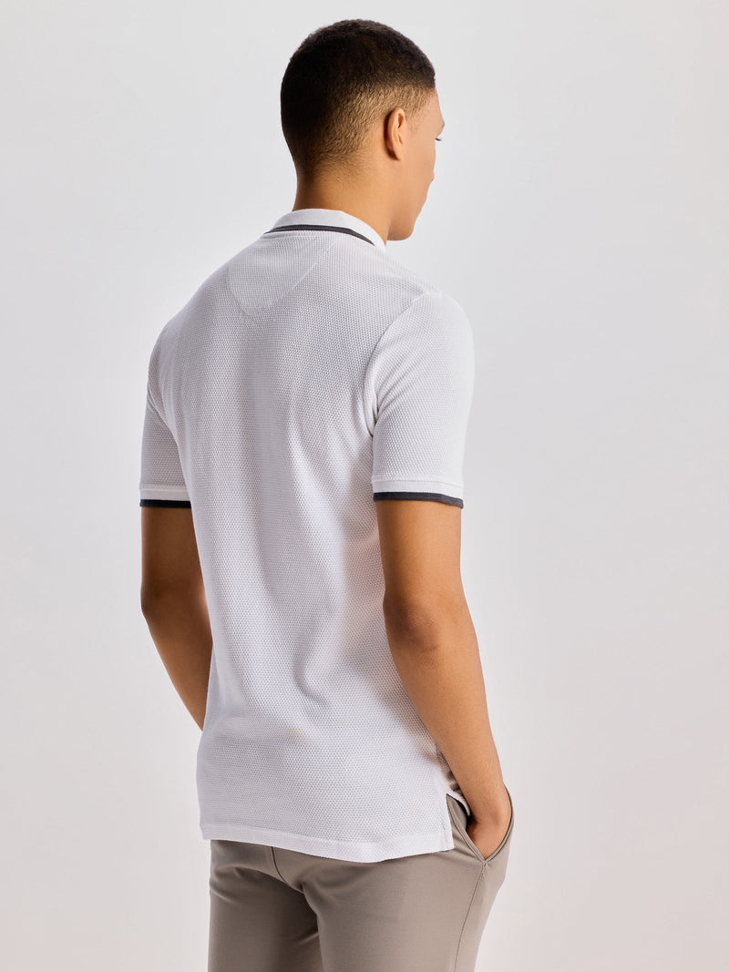 White Regular Fit Pure Cotton Polo T-Shirt