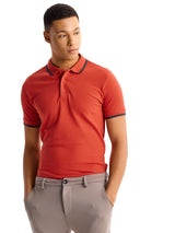 Red Regular Fit Pure Cotton Polo T-Shirt