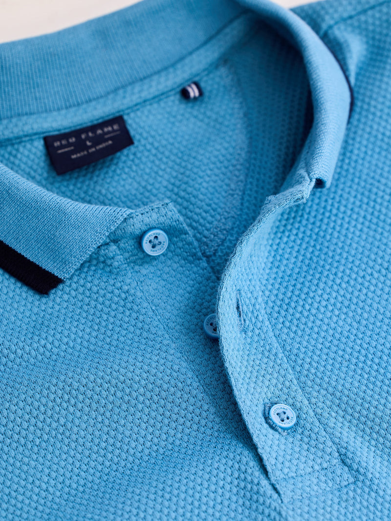 Dark Sky Blue Regular Fit Pure Cotton Polo T-Shirt