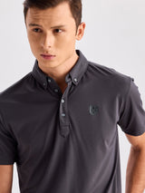 Grey Solid Polo T-Shirt