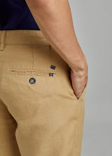 Khakhi Solid Linens Slim Fit Trouser