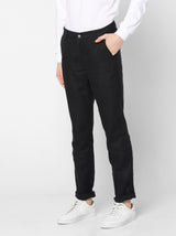 Black Linens Solid Slim Fit Trouser