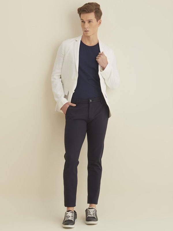 Navy Solid 4-Way Stretch Ultra Slim Fit Trouser