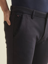 Navy Solid 4-Way Stretch Ultra Slim Fit Trouser