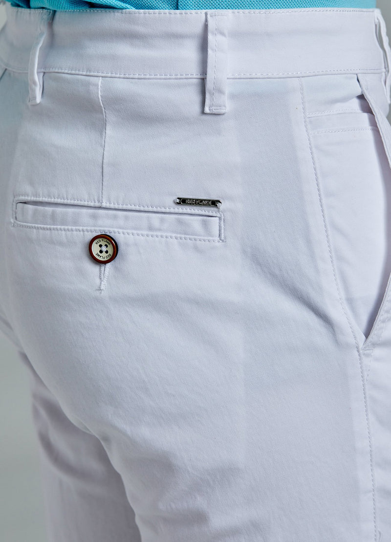White Solid Stretch Slim Fit Trouser