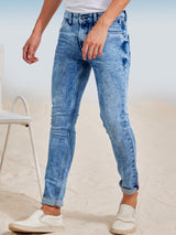 Blue Solid Stretch Jeans