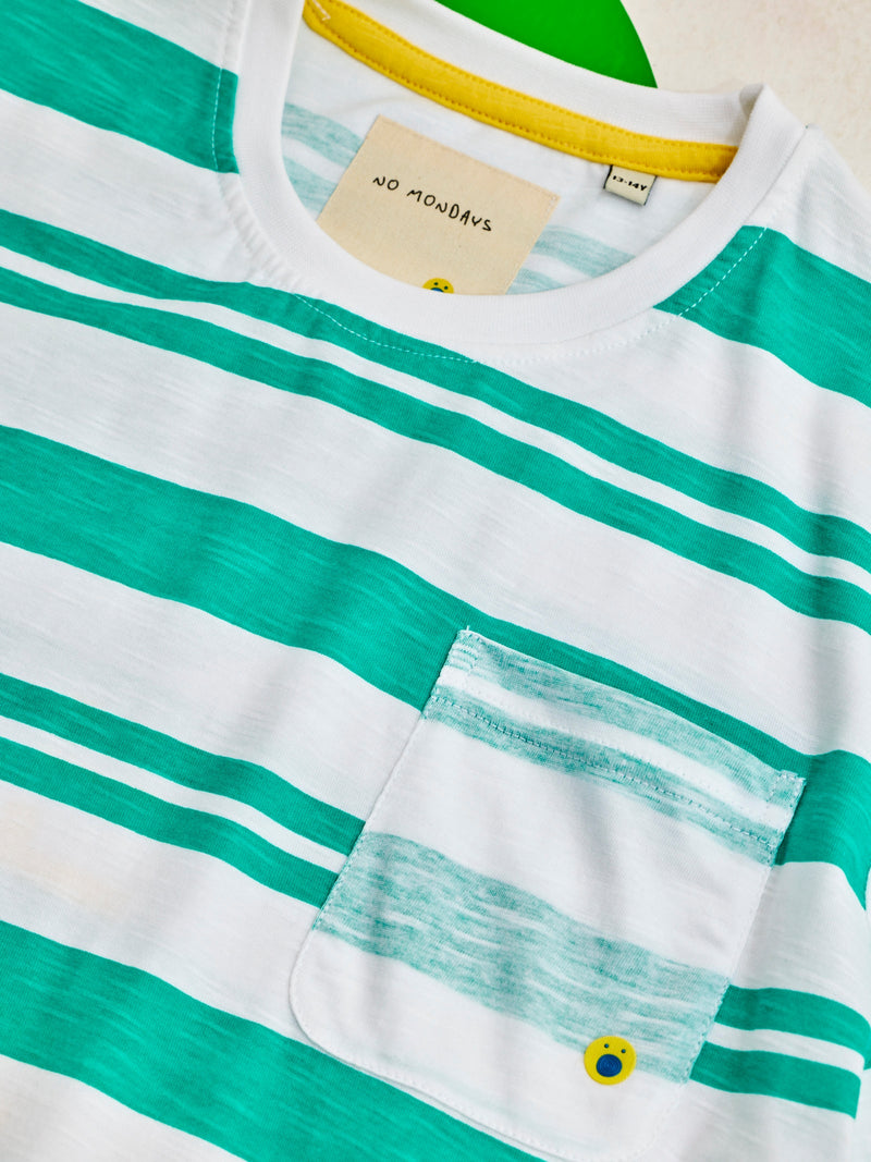 Green Pure Cotton Striped T-Shirt