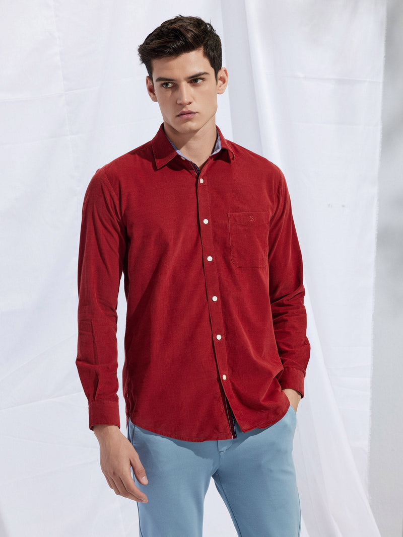 Red Fine Corduroy Shirt