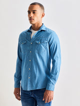 Blue Denim Cargo Shirt