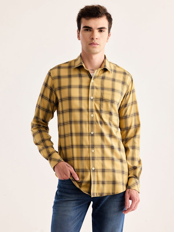 Yellow Checked Stretch Shirt