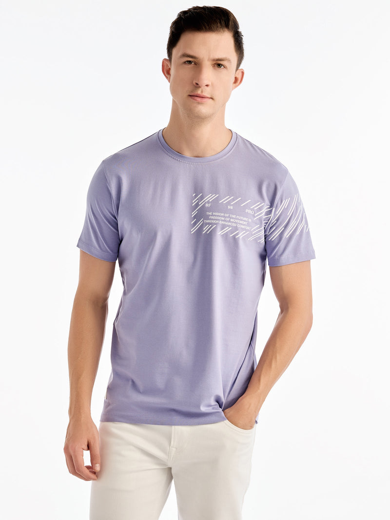 Pastel Purple Chest Print T-Shirt