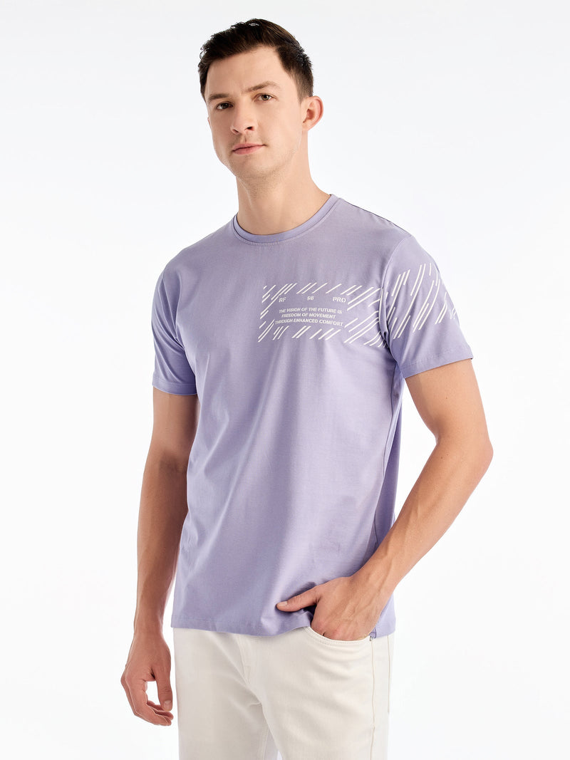 Pastel Purple Chest Print T-Shirt