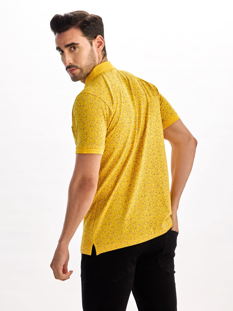 Yellow Printed Polo T-Shirt