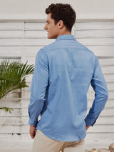 Blue Stretch Denim Solid Shirt