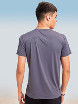 Grey Solid Stretch T-Shirt