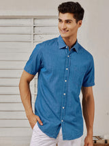 Blue Silky Denim Shirt