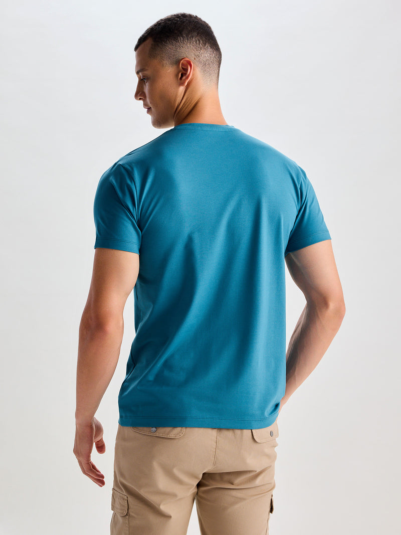 Teal Blue Supima Cotton Stretch T-Shirt