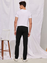 Black Solid 4-Way Stretch Ultra Slim Fit Trouser