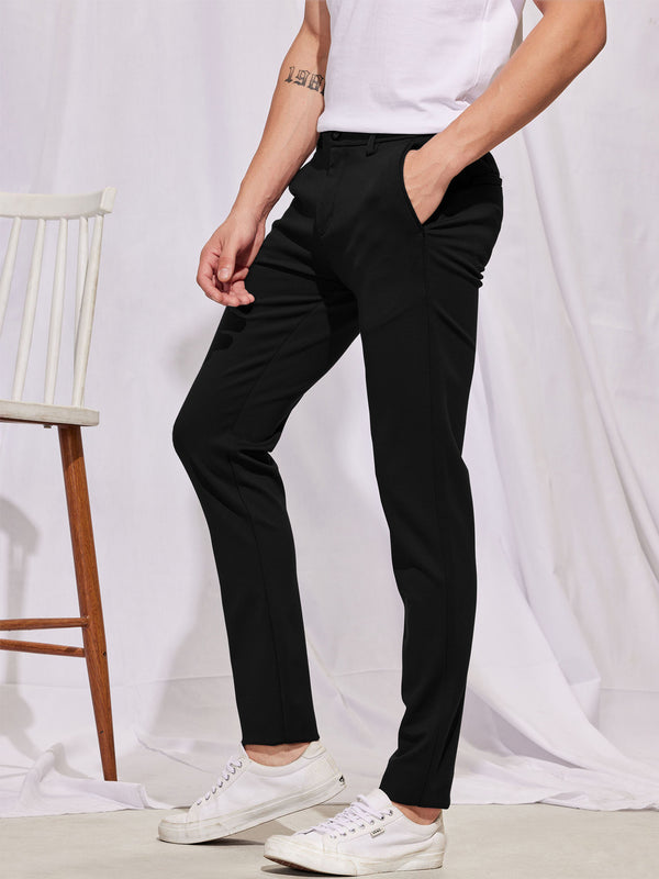 Black Plain 4-Way Stretch Ultra Slim Fit Trouser