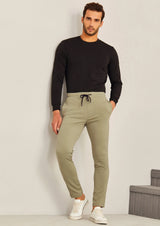 Green Textured 4-Way Stretch Track Pant