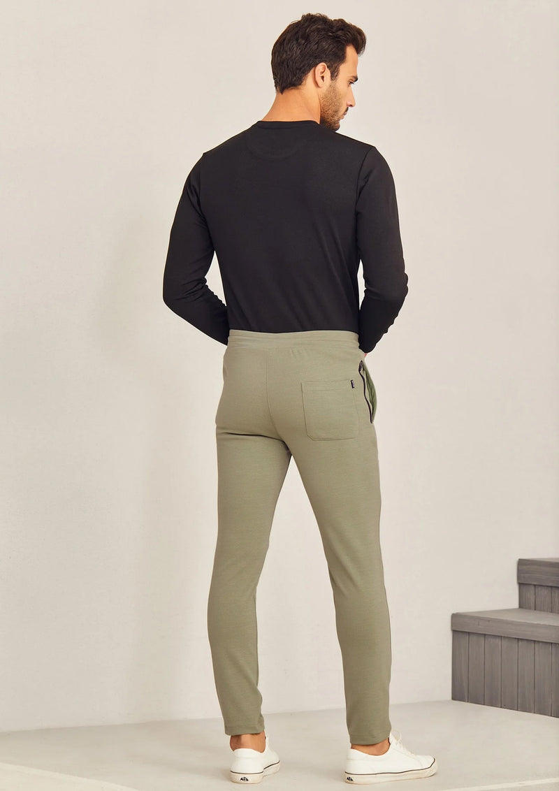 Green Textured 4-Way Stretch Track Pant