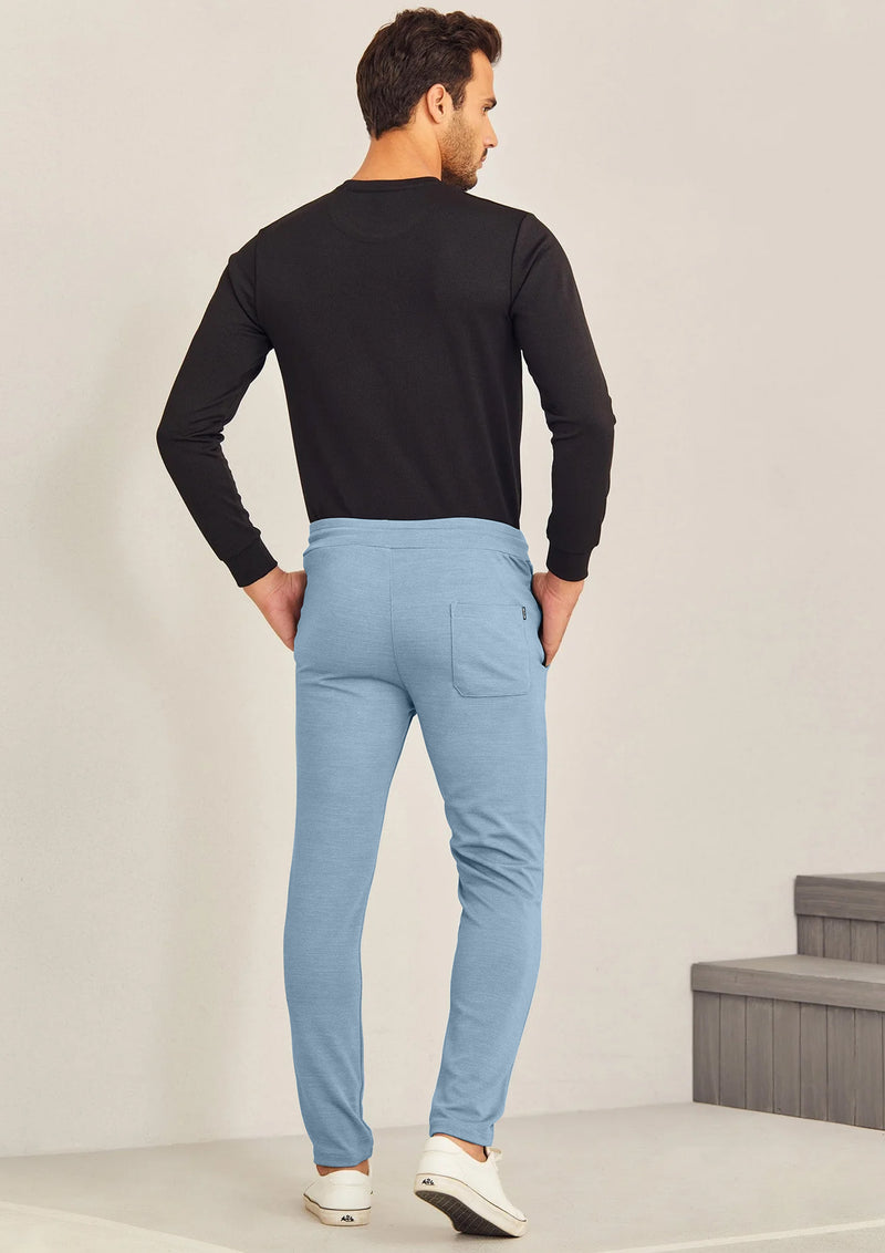 Sky Blue Textured 4-Way Stretch Track Pant