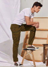 Brown Stretch Relax Fit Cargo Trouser