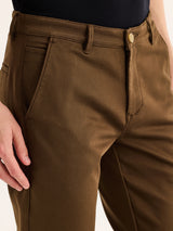 Brown Stretch Slim Fit Trouser