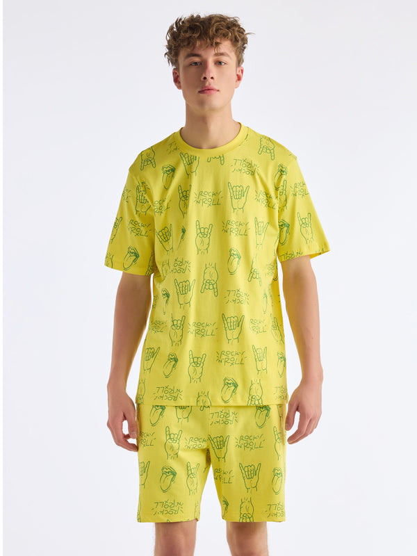 Yellow Printed Pure Cotton Co-Ords