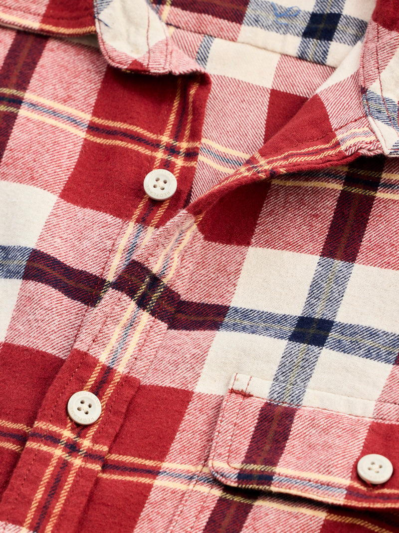 Red Brushed Cotton Checked Cargo Shirt
