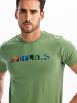 Green Chest Print T-Shirt