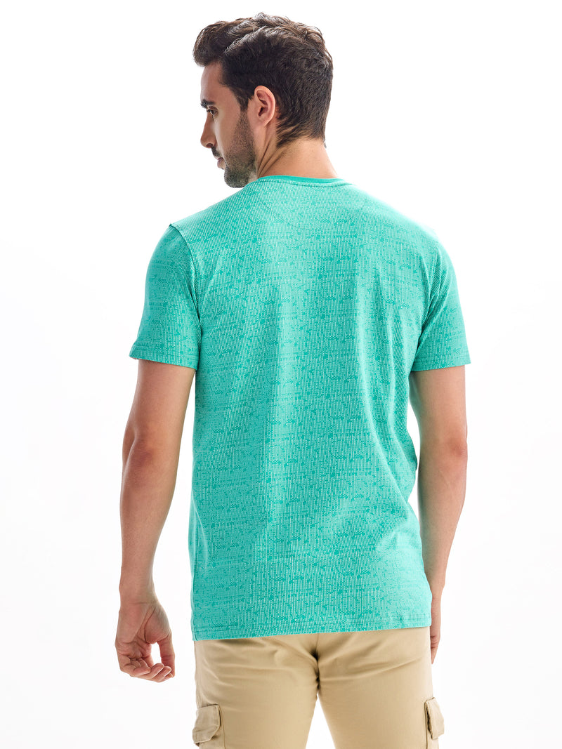 Aqua Green Printed T-Shirt