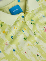 Lime Green Printed Stretch Polo T-Shirt