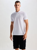 White Mercerised Cotton Zip Polo T-Shirt
